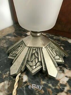 Sign Lamp Art Deco Bowl Muller Tulip Shell Donna Degue French Lamp Luster