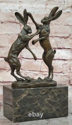 Signed Art Deco Bronze Sculpture from Vienna – Two Boxing Hares