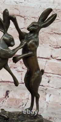 Signed Art Deco Bronze Sculpture from Vienna – Two Boxing Hares