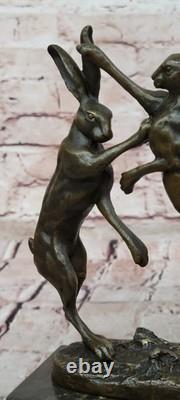 Signed Art Deco Bronze Sculpture from Vienna – Two Boxing Hares
