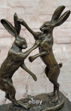 Signed Art Deco Bronze Sculpture from Vienna – Two Boxing Hares