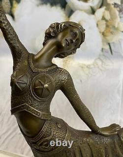 Signed Art Deco Chiparus Belly Dancer Bronze Marble Sculpture Statue