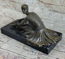Signed Art Deco Chiparus Belly Dancer Bronze Marble Sculpture Statue Figurine
