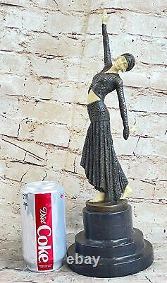 Signed Art Deco Chiparus Belly Dancer Bronze Marble Sculpture Statue Open Nr