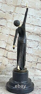 Signed Art Deco Chiparus Belly Dancer Bronze Marble Sculpture Statue Open Nr