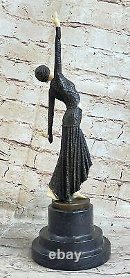 Signed Art Deco Chiparus Belly Dancer Bronze Marble Sculpture Statue Open Nr