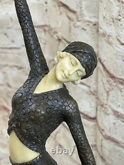 Signed Art Deco Chiparus Belly Dancer Bronze Marble Sculpture Statue Open Nr