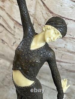 Signed Art Deco Chiparus Belly Dancer Bronze Marble Sculpture Statue Open Nr