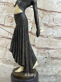 Signed Art Deco Chiparus Belly Dancer Bronze Marble Sculpture Statue Open Nr