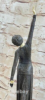 Signed Art Deco Chiparus Belly Dancer Bronze Marble Sculpture Statue Open Nr