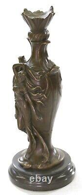 'Signed Art Deco Sexy Woman by Cheret Bronze Sculpture with Marble Base for Sale'