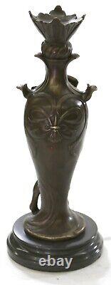 'Signed Art Deco Sexy Woman by Cheret Bronze Sculpture with Marble Base for Sale'