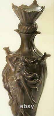 'Signed Art Deco Sexy Woman by Cheret Bronze Sculpture with Marble Base for Sale'