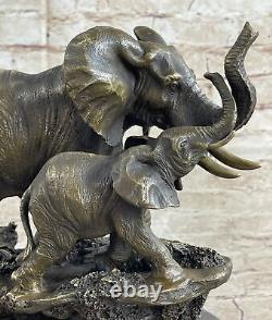 Signed Barye Art Deco Elephant Bronze Sculpture Cubism Wild Life Grand Statue