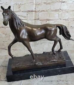 Signed Barye Thoroughbred Horse Bronze Sculpture Art Deco Farm Figurine