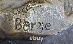 Signed Barye Very Large Lion Serpent Bronze Art Deco Statue Cast Figurine