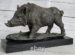 Signed Barye Wild Boar Bronze Sculpture Figurine Art Deco Home