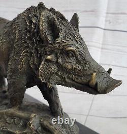 Signed Barye Wild Boar Bronze Sculpture Figurine Art Deco Home