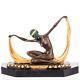 "signed Bronze Art Deco Figure Dancer In Color"