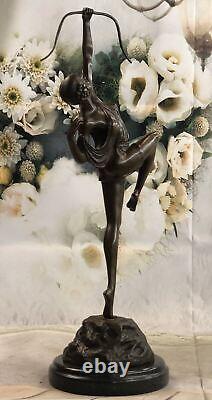 Signed Bronze Casting Diana The Huntress Art Deco Nude Sculpture Statue