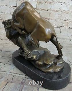 Signed Bull Vs Grizzly Bear Bronze Sculpture Statue Art Deco Stock Market Gift
