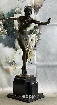 Signed Chiparus Elegant Dancer True Bronze Art Deco Sculpture Fonte