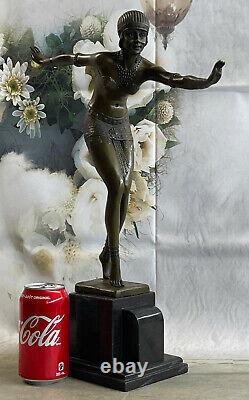 Signed Chiparus Elegant Dancer True Bronze Art Deco Sculpture Fonte