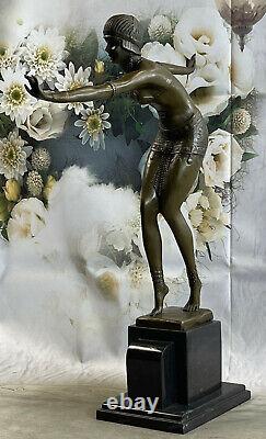 Signed Chiparus Elegant Dancer True Bronze Art Deco Sculpture Fonte