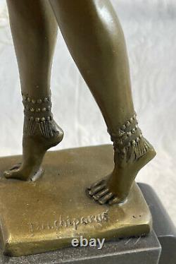 Signed Chiparus Elegant Dancer True Bronze Art Deco Sculpture Fonte