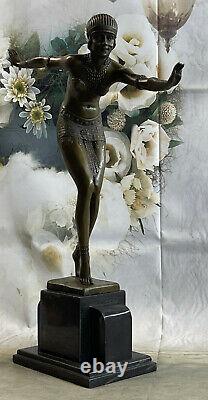 Signed Chiparus Elegant Dancer True Bronze Art Deco Sculpture Fonte