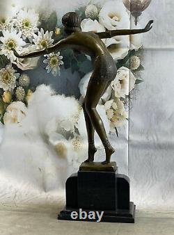 Signed Chiparus Elegant Dancer True Bronze Art Deco Sculpture Hot Cast