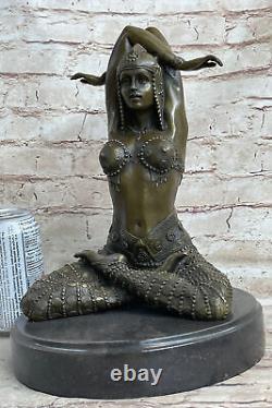 Signed Chiparus Opens Yoga Gym Training Bronze Art Deco Sculpture