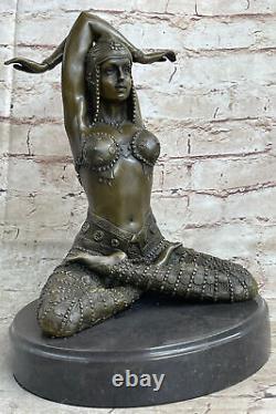 Signed Chiparus Opens Yoga Gym Training Bronze Art Deco Sculpture