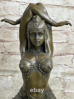 Signed Chiparus Opens Yoga Gym Training Bronze Art Deco Sculpture