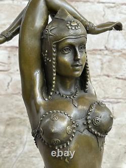 Signed Chiparus Opens Yoga Gym Training Bronze Art Deco Sculpture