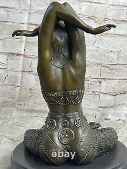 Signed Chiparus Opens Yoga Gym Training Bronze Art Deco Sculpture