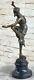 Signed Cl. Jr. Colinet, Art Deco Bronze Statue Of An Oriental Dancer Sculpture