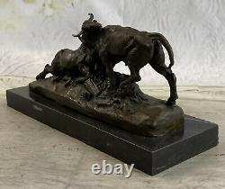 Signed Clesinger Bullfight Bronze Statue Animal Art Deco Figurine Decor