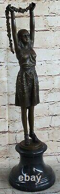 Signed D. H. Bronze Statue Art Deco Dancer Sculpture Figure Gift