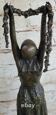 Signed D. H. Bronze Statue Art Deco Dancer Sculpture Figure Gift