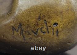 Signed Deco Bronze Sculpture Cubism Chair Girl Abstract Modern Art Figurine