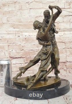 Signed Degas Tango Dancer Passion Dance Bronze Marble Art Deco Sculpture