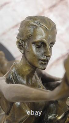Signed Degas Tango Dancer Passion Dance Bronze Marble Art Deco Sculpture
