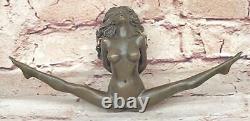 Signed Flesh Statue Woman Bronze Sculpture Erotic Art Deco Nouveau