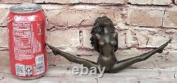 Signed Flesh Statue Woman Bronze Sculpture Erotic Art Deco Nouveau