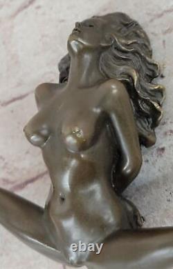 Signed Flesh Statue Woman Bronze Sculpture Erotic Art Deco Nouveau