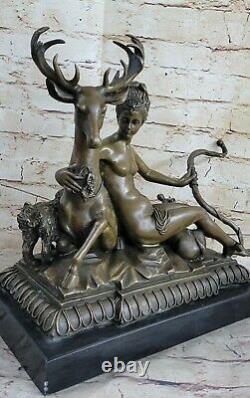 Signed Fonte Bronze Diana The Chasseress Art Deco Nue Sculpture Statue