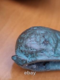 Signed French Art Deco Bronze Rabbit Sculpture by Chatil