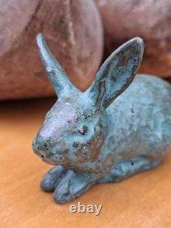 Signed French Art Deco Bronze Rabbit Sculpture by Chatil