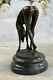 Signed High Quality Cesaro Art Deco Bronze Chair Girl Socle Statue Sale